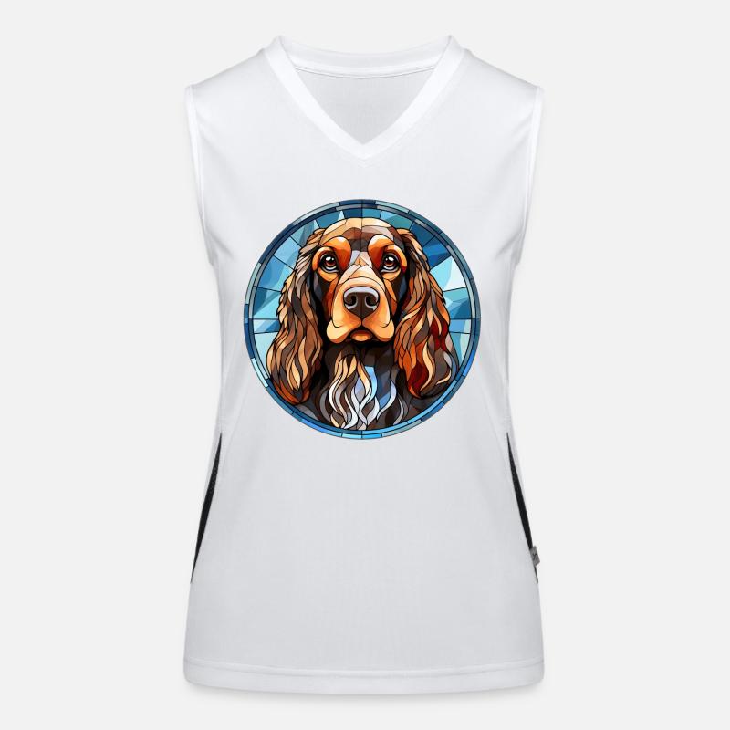 Englischer Cocker Spaniel Hunderasse Aquarellglas Funktionelles Kontrast-Tank Top für Frauen