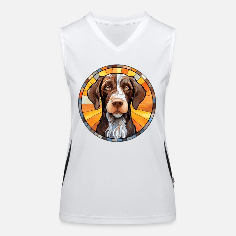 German Wirehaired Pointer Dog Breed Watercolor Gla Women's Functional Contrast Tank Top