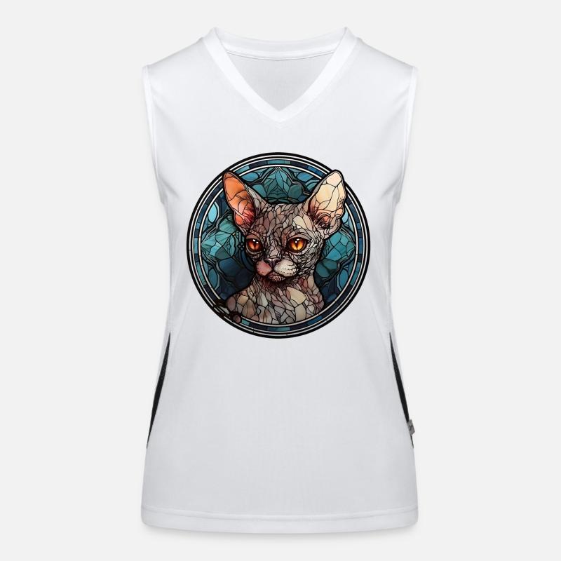Devon Rex Cat Breed Watercolor Glass Women's Functional Contrast Tank Top