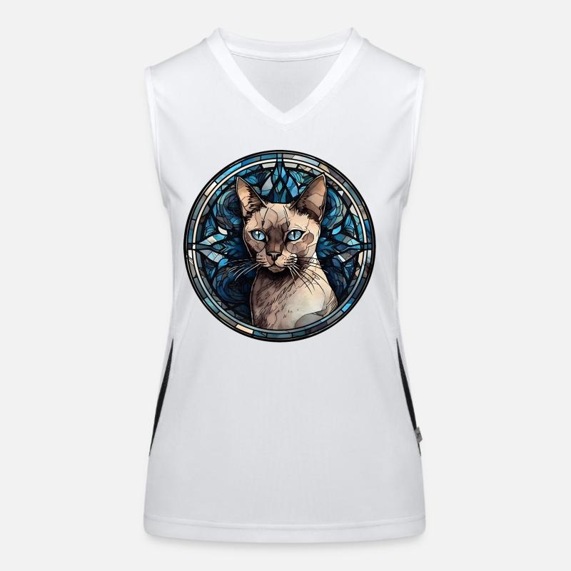 Verre aquarelle de race de chat birman Débardeur respirant contrasté Femme