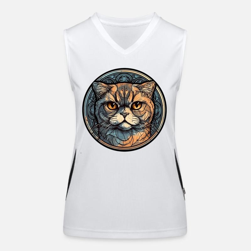 Scottish Fold Katzenrasse Aquarellglas Funktionelles Kontrast-Tank Top für Frauen