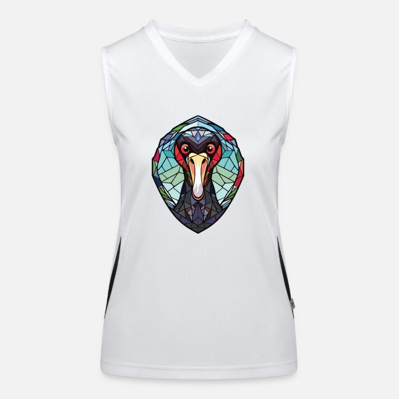 Schwarzer Schwan Bunte Aquarell-Tierillustration Funktionelles Kontrast-Tank Top für Frauen