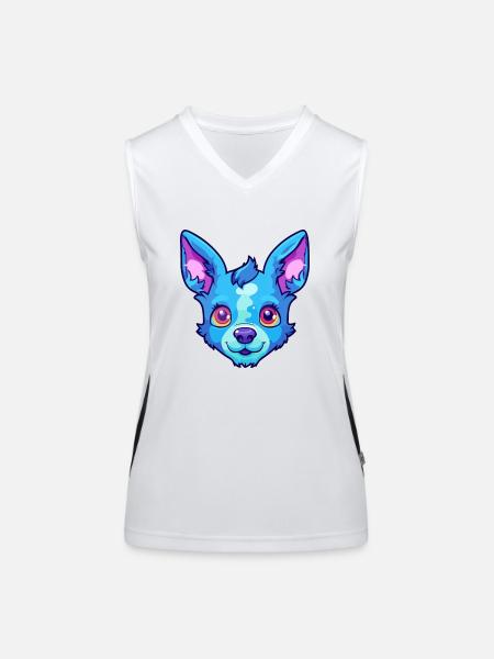 Blue Heeler Dog Breed Cartoon Kawaii Illustration - Women's Functional Contrast Tank Top - white/black - Front