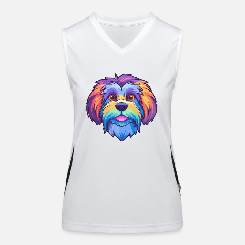 Lowchen Kleiner Löwe Hunderasse Cartoon Kawaii Illus Funktionelles Kontrast-Tank Top für Frauen