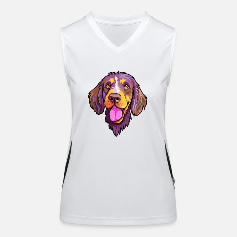 German Wirehaired Pointer Dog Breed Cartoon Kawaii Women's Functional Contrast Tank Top