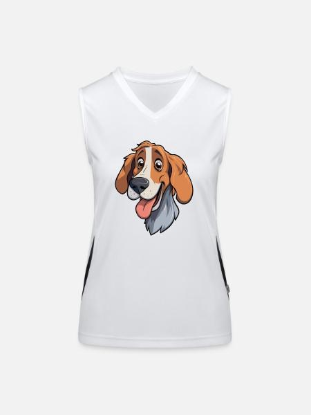 Slovensky Kopov Dog Breed Cartoon Kawaii Illustrat - Women's Functional Contrast Tank Top - white/black - Front