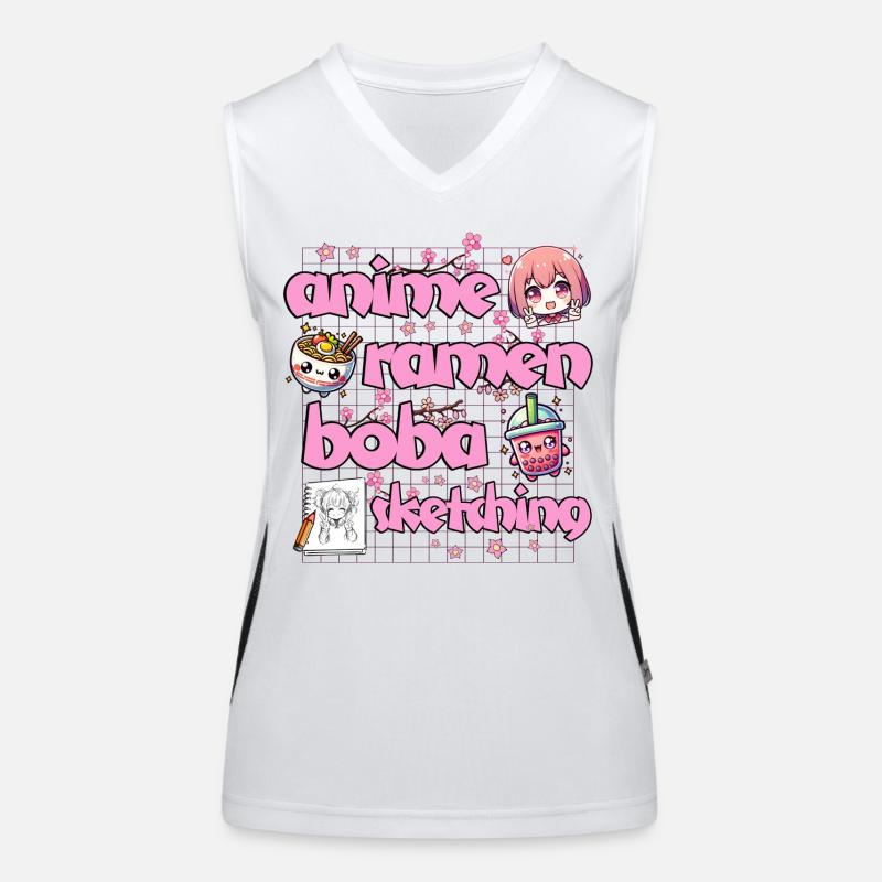 Anime Ramen Bubble Tee Kawaii Zeichnung Funktionelles Kontrast-Tank Top für Frauen