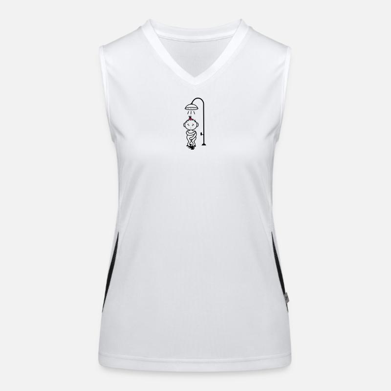 scheues Mädchen unter der Dusche Funktionelles Kontrast-Tank Top für Frauen