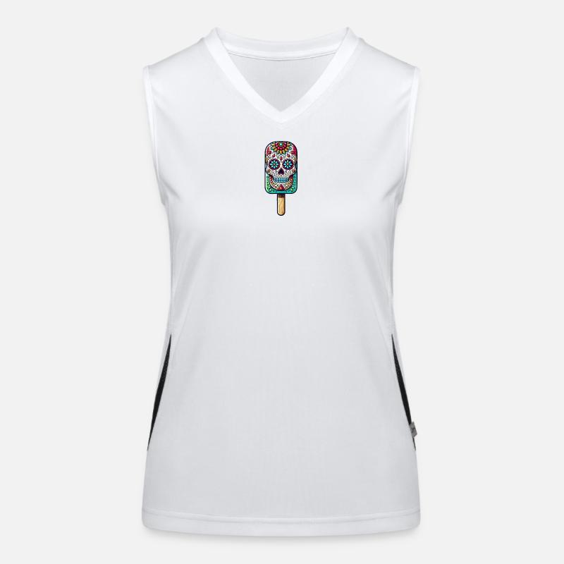 witziges Skull-Eis-Motiv - Día de Muertos Funktionelles Kontrast-Tank Top für Frauen