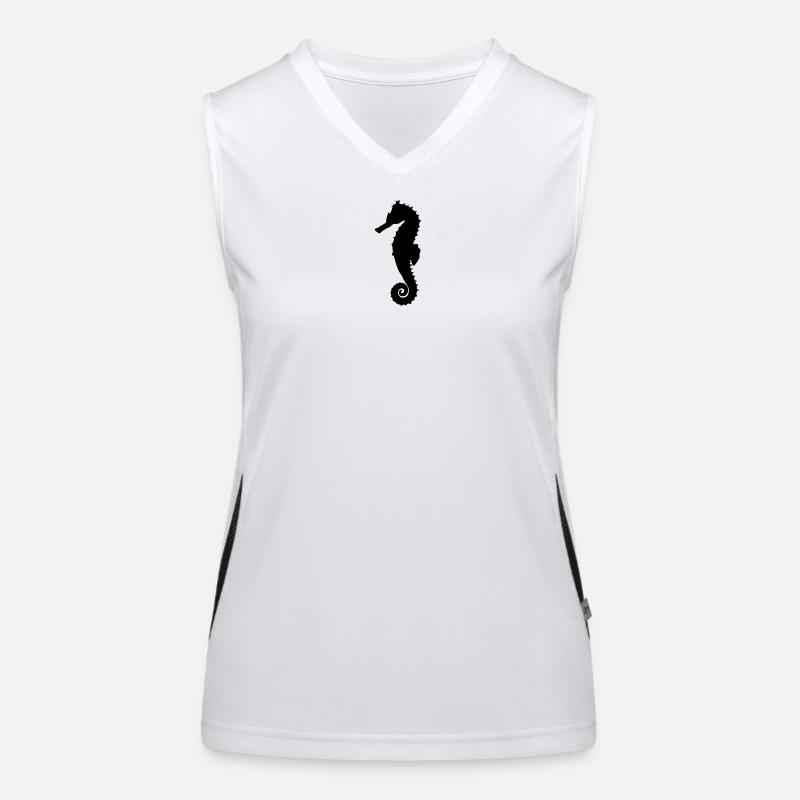Seepferdchen schwarz Funktionelles Kontrast-Tank Top für Frauen