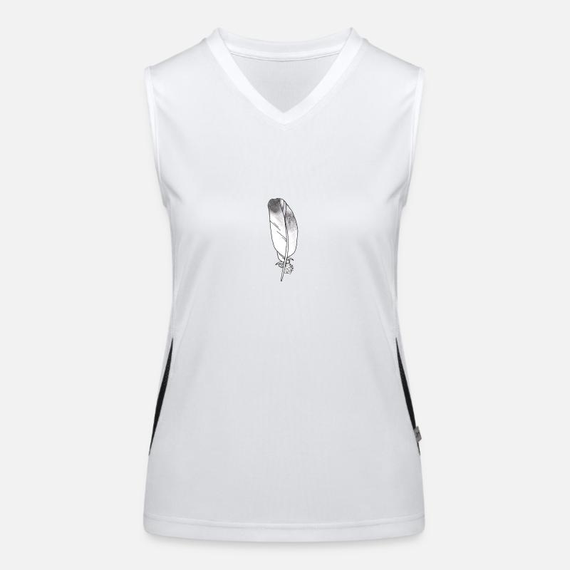Small feather grey hand-drawn (pigeon) Women's Functional Contrast Tank Top