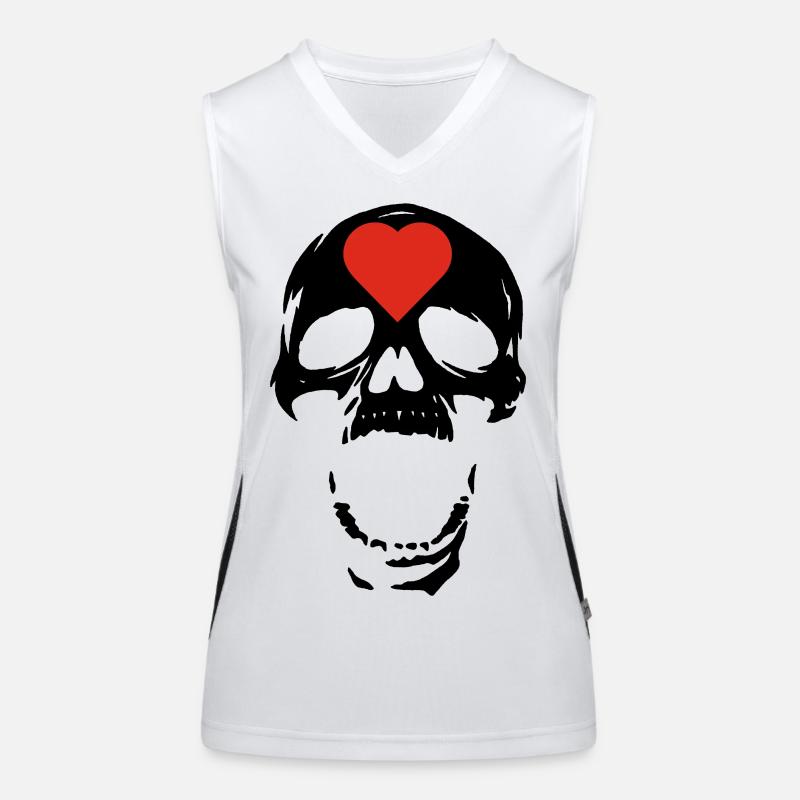 Der schwarze Schädel und das Herz Funktionelles Kontrast-Tank Top für Frauen