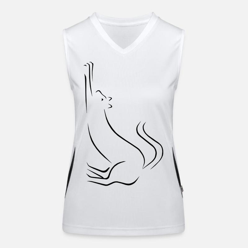 Cat line art drawing Women's Functional Contrast Tank Top