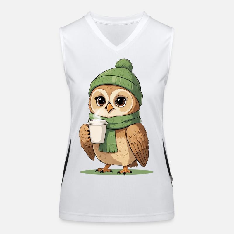 Winterliche Eulenkaffee Pause Funktionelles Kontrast-Tank Top für Frauen