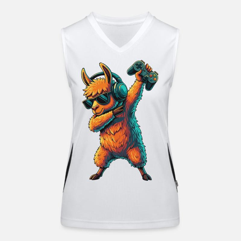 Gamer Llama Alpaca Videospielkunst Funktionelles Kontrast-Tank Top für Frauen