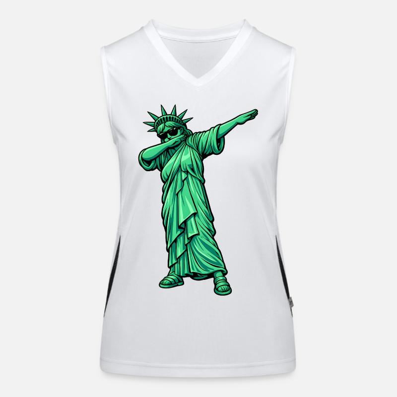 Dabbing Freiheitsstatue Funktionelles Kontrast-Tank Top für Frauen