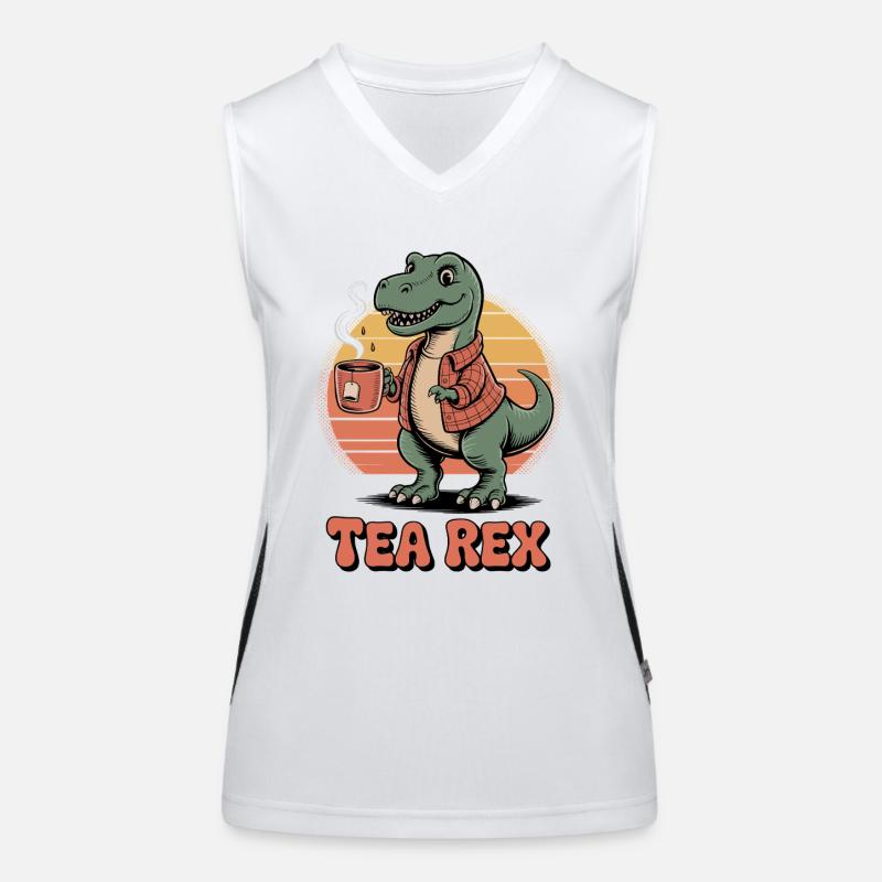 Tea Rex Dinosaur Women's Functional Contrast Tank Top