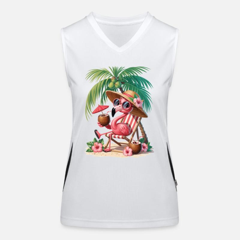 Flamingo On Summer Vacation Holiday Getaway Women's Functional Contrast Tank Top