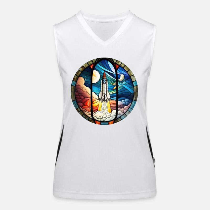 Lancement de fusée spatiale Kirchenglass Buntglass Débardeur respirant contrasté Femme