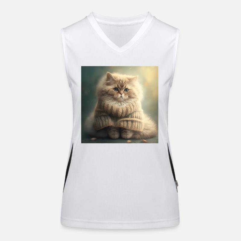 Katze Strick Pullover Süß Lusitg Funktionelles Kontrast-Tank Top für Frauen