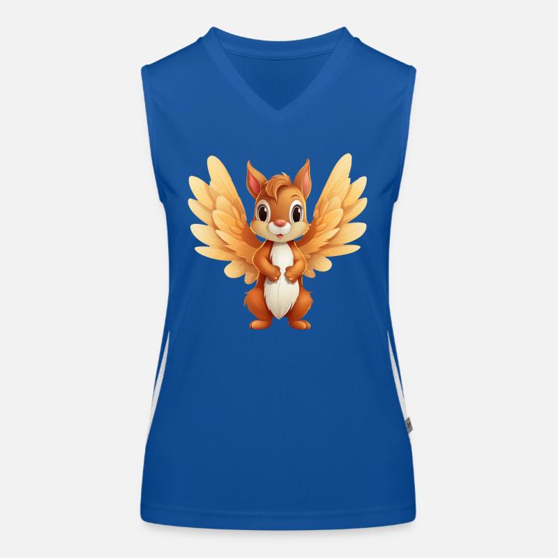 Squirrel Angel - Celestial Animal Design Women's Functional Contrast Tank Top