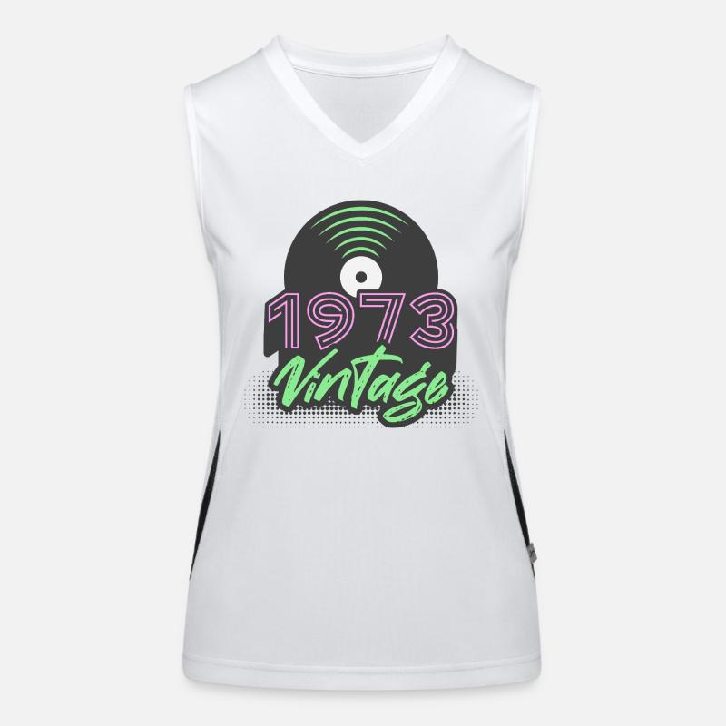 1973 Vintage Schallplatten Geburtstag Geschenkidee Funktionelles Kontrast-Tank Top für Frauen