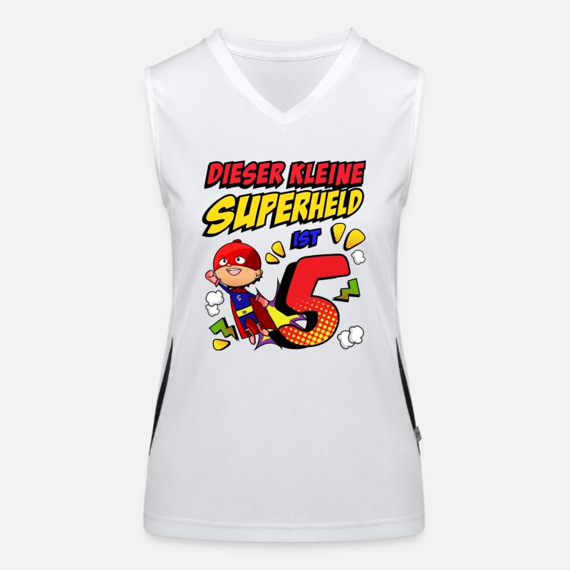 5. Geburtstag Junge Comic-Stil Kleine Superheld Funktionelles Kontrast-Tank Top für Frauen