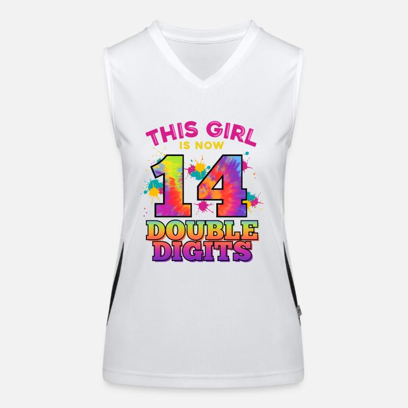 Dieses Mädchen Ist Jetzt 14 Double Digits 14. Funktionelles Kontrast-Tank Top für Frauen