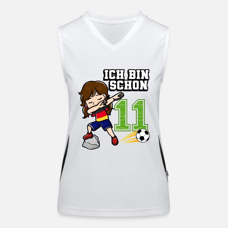 Fußball Mädchen Ich bin schon 11 Geburtstag Funktionelles Kontrast-Tank Top für Frauen
