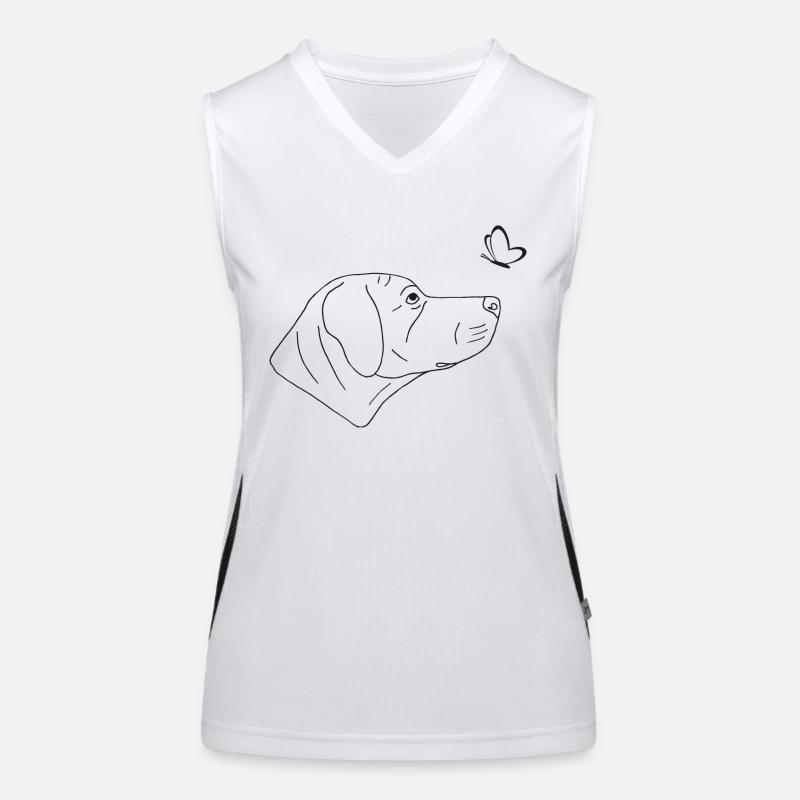 Rhodesian Ridgeback mit Schmetterling Funktionelles Kontrast-Tank Top für Frauen