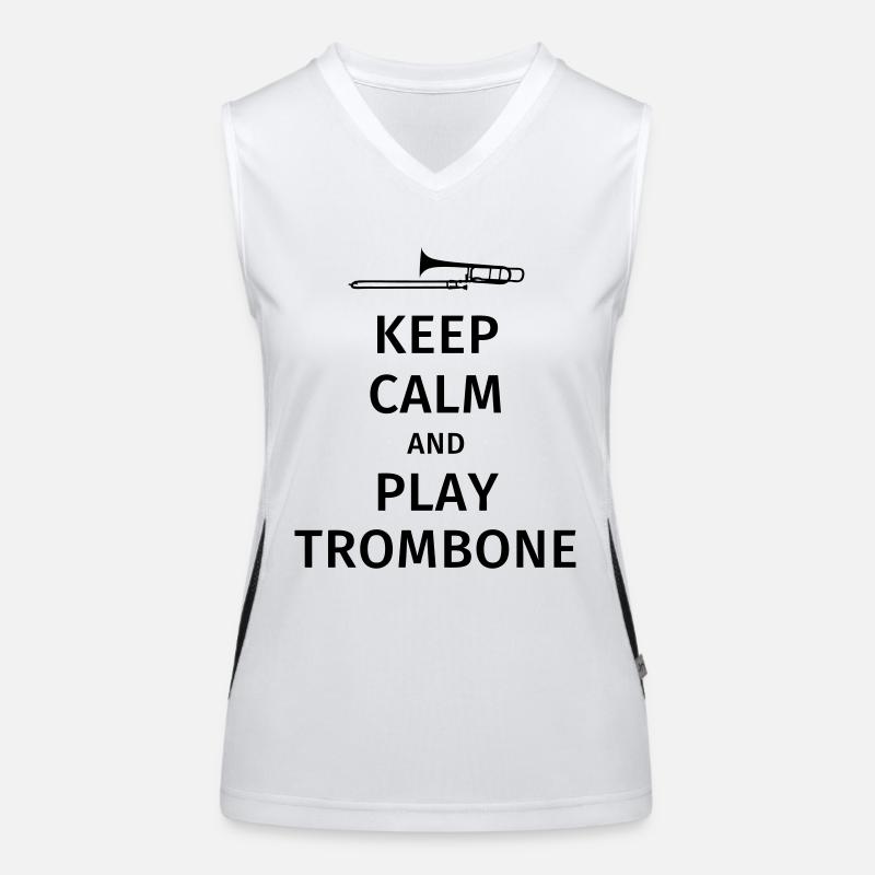 keep calm and play trombone Funktionelles Kontrast-Tank Top für Frauen