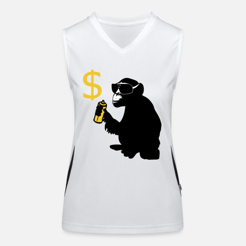 monkey sprayed dollar signs Women's Functional Contrast Tank Top