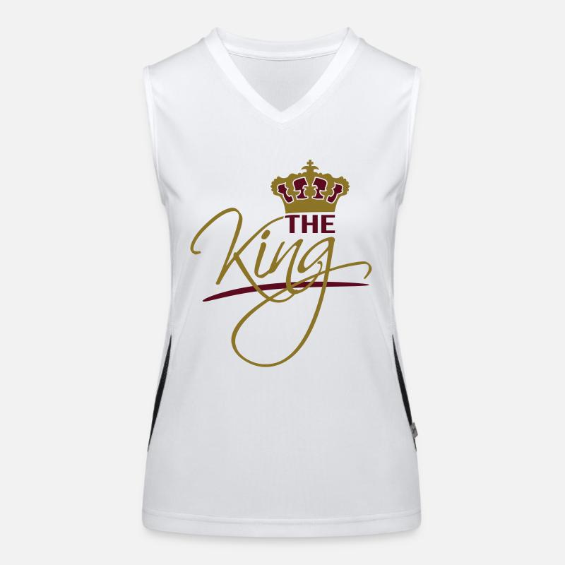 gold crown the king text design logo cool chef Women's Functional Contrast Tank Top