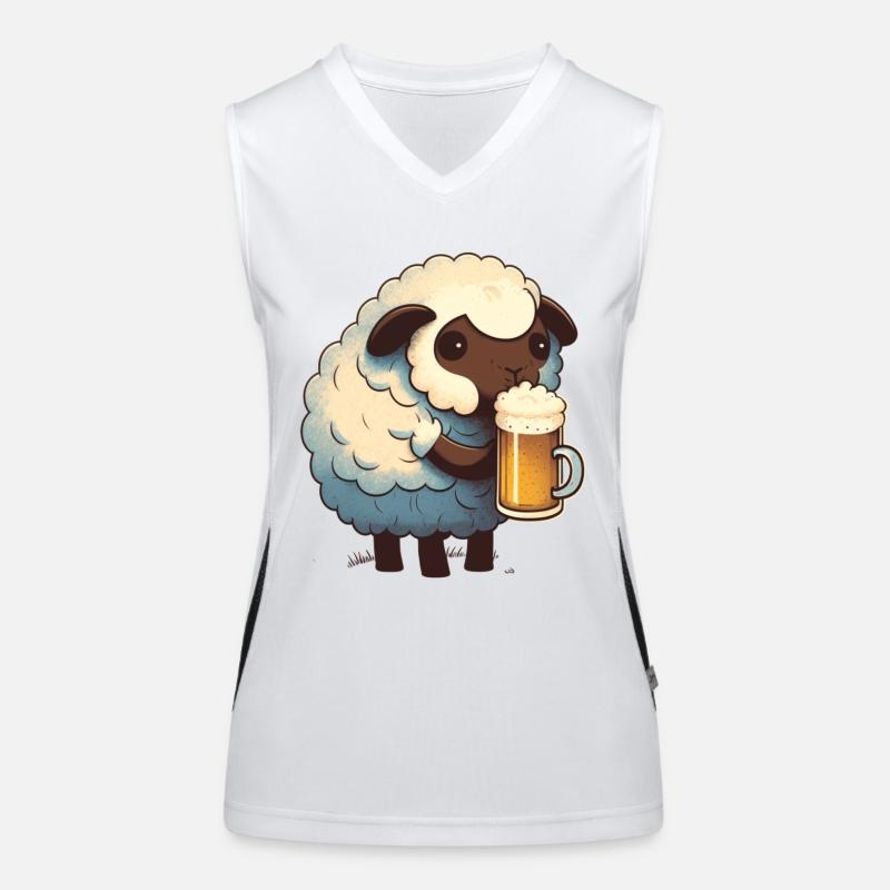 Kleines süßes Schaf mit Bier Funktionelles Kontrast-Tank Top für Frauen