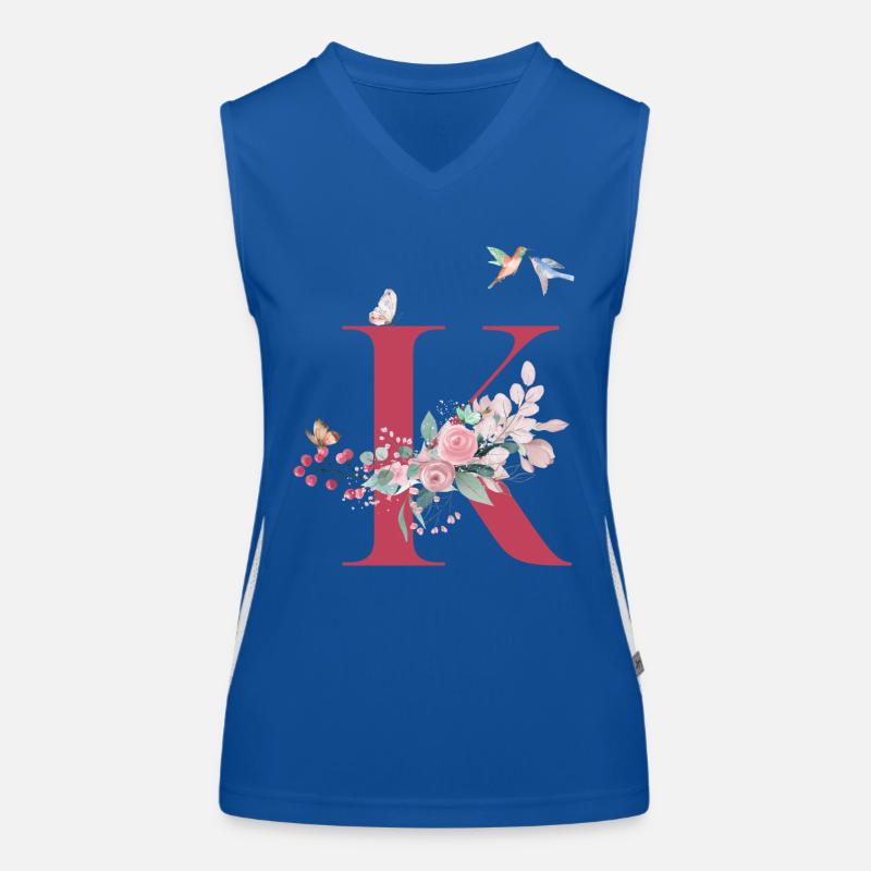 Buchstabe k floral - Geschenkidee Funktionelles Kontrast-Tank Top für Frauen