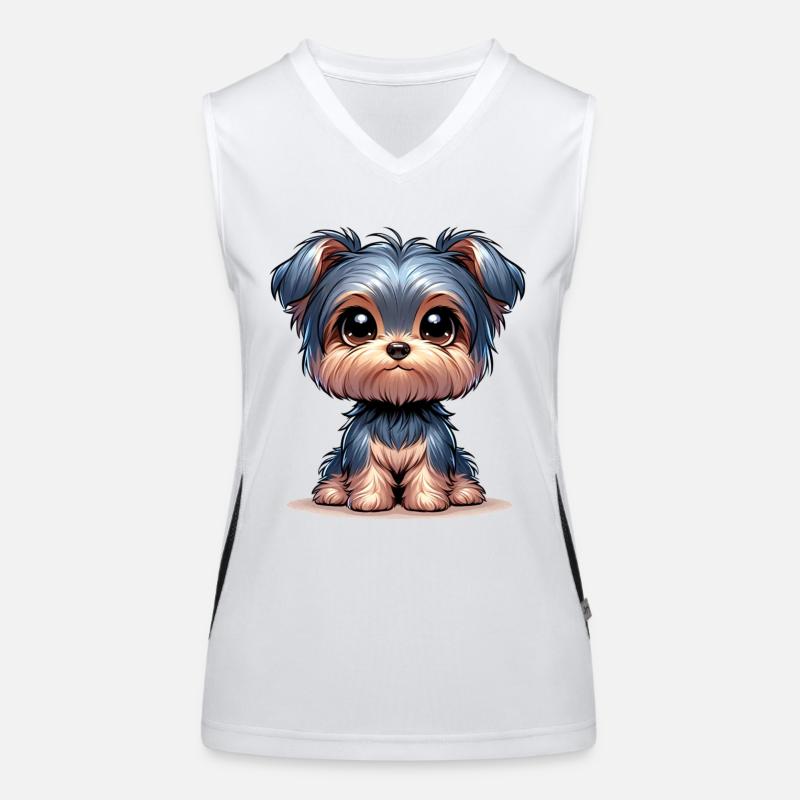 Illustration numérique d’un mignon Yorkshire Terrier Débardeur respirant contrasté Femme