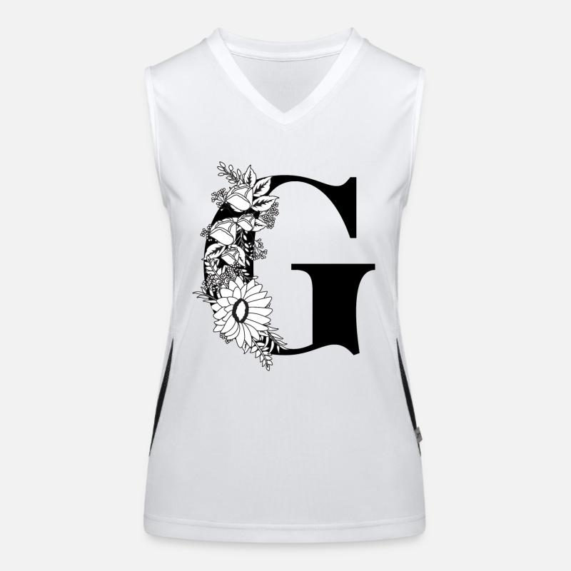 Blumenbuchstabe g schwarz-weiß Funktionelles Kontrast-Tank Top für Frauen