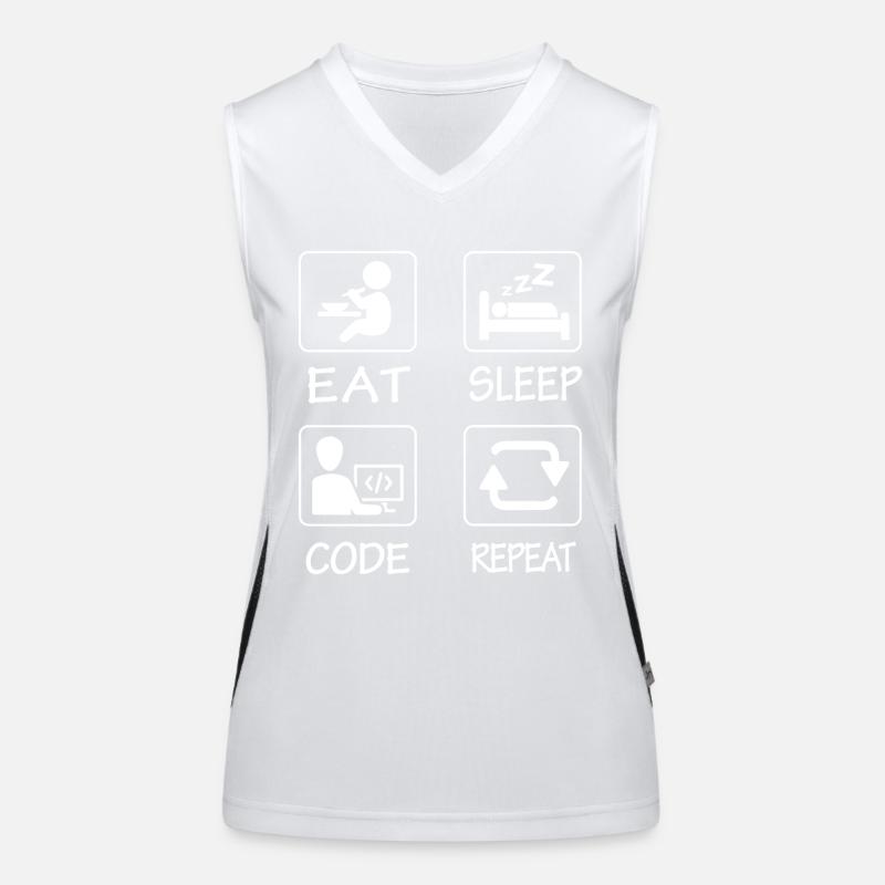 Essen Schlaf Code Wiederholen Funktionelles Kontrast-Tank Top für Frauen