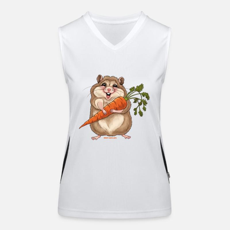 Fröhlicher Hamster mit Möhre Funktionelles Kontrast-Tank Top für Frauen