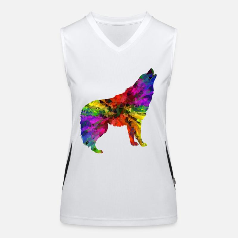 Wolf Regenbogen Funktionelles Kontrast-Tank Top für Frauen