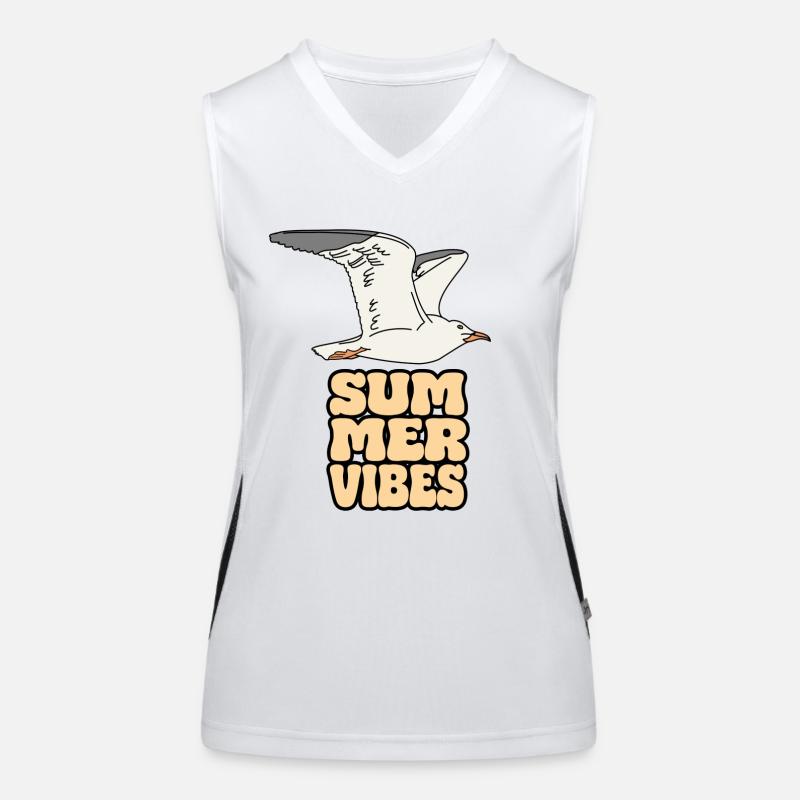seagull möwe summer vibes Funktionelles Kontrast-Tank Top für Frauen