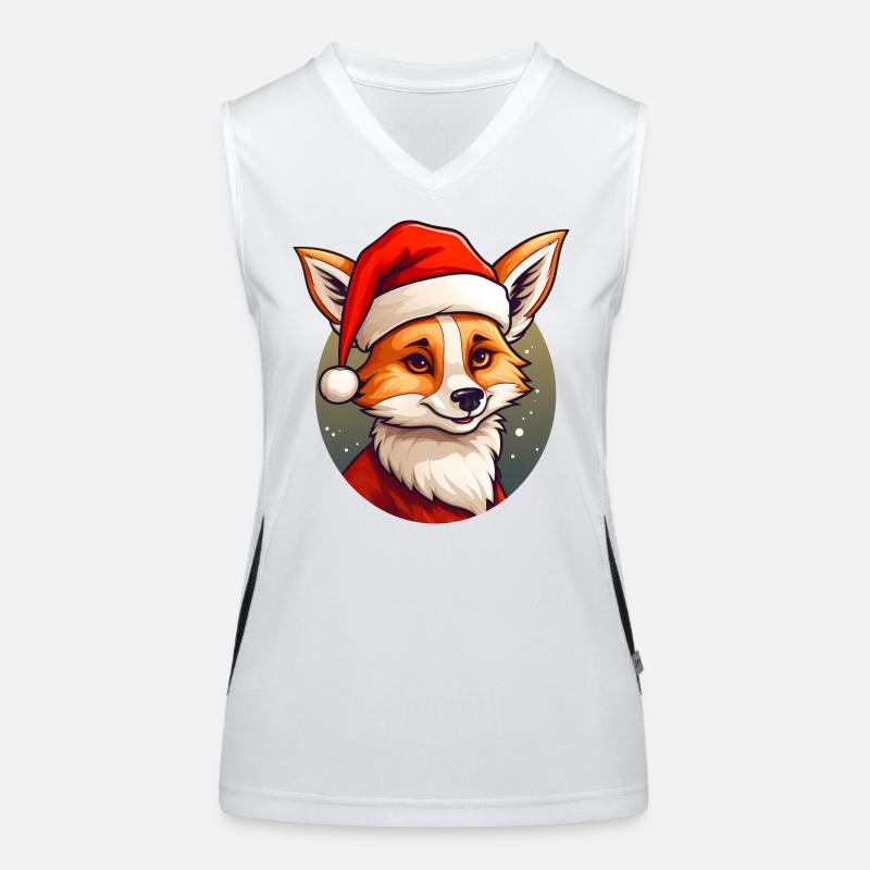 Fuchs mit Weihnachtsmütze Funktionelles Kontrast-Tank Top für Frauen