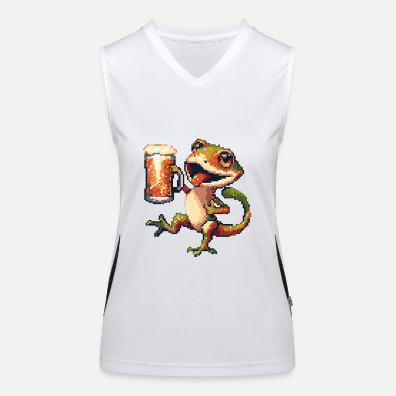 Echse Pixel Bier Funktionelles Kontrast-Tank Top für Frauen