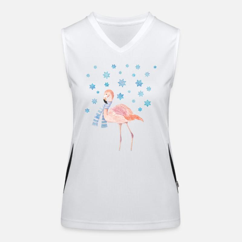 Flamingo im Schnee Funktionelles Kontrast-Tank Top für Frauen