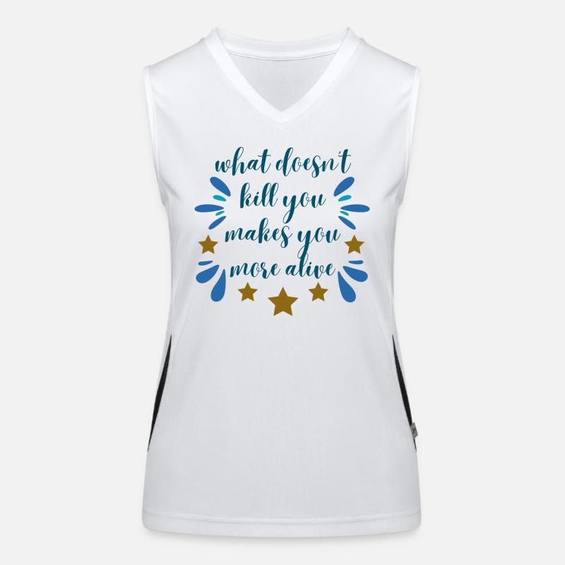 what doesn't kill you - blue Funktionelles Kontrast-Tank Top für Frauen