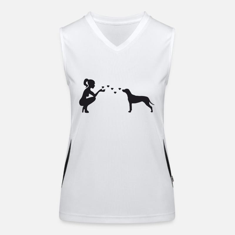 Rhodesian Ridgeback mit Frau Funktionelles Kontrast-Tank Top für Frauen