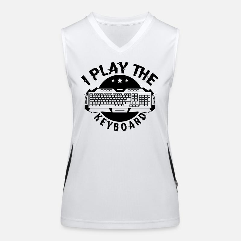 I Play The Keyboard Present For Coding Lover Gamer Women's Functional Contrast Tank Top