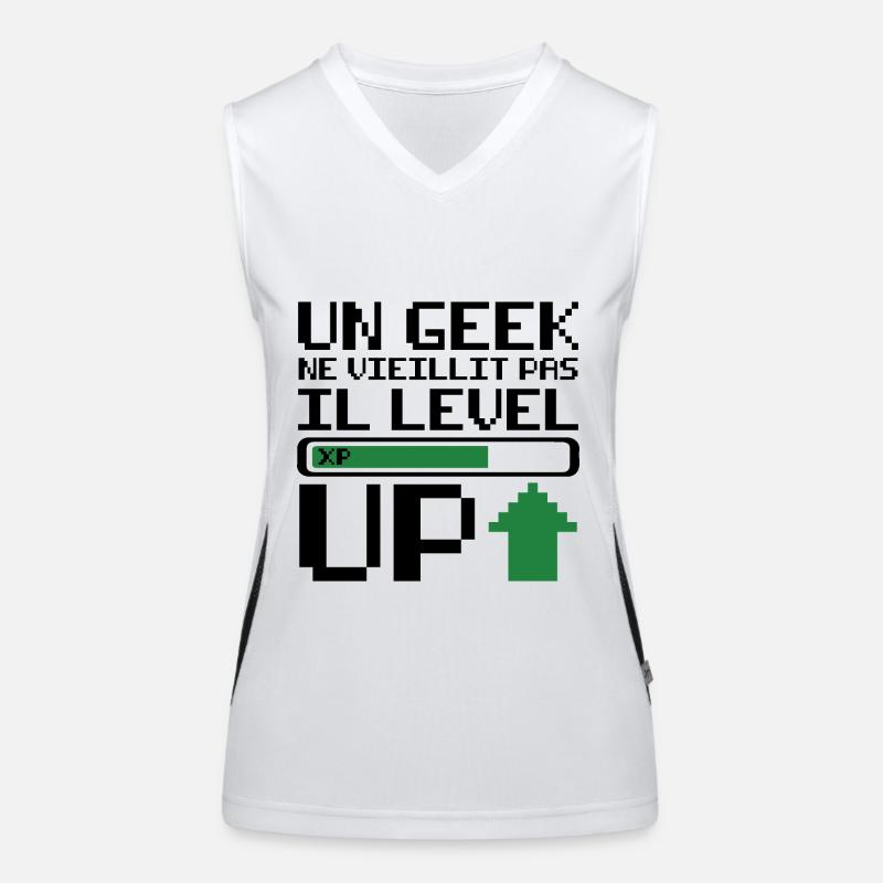 Un geek ne vieillit pas il level up Débardeur respirant contrasté Femme