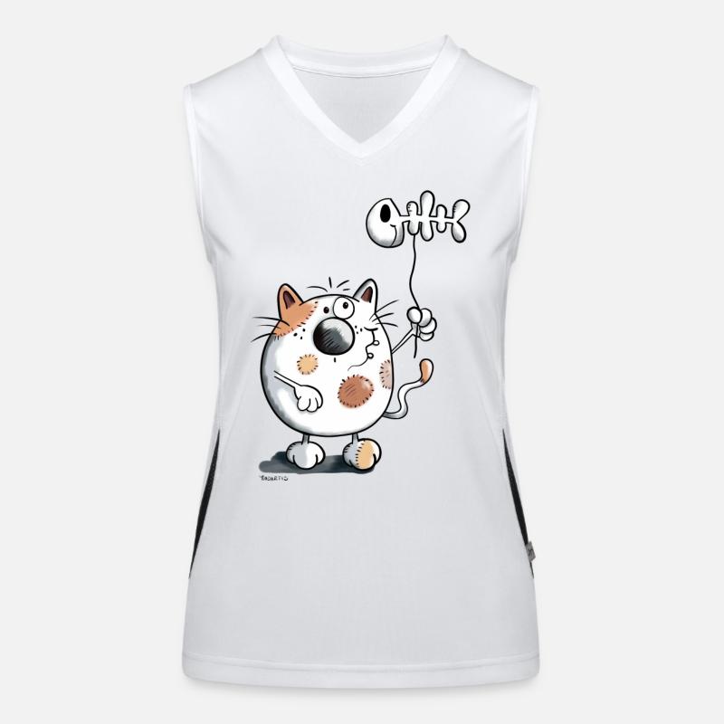Katze mit Ballon Fisch  Funktionelles Kontrast-Tank Top für Frauen