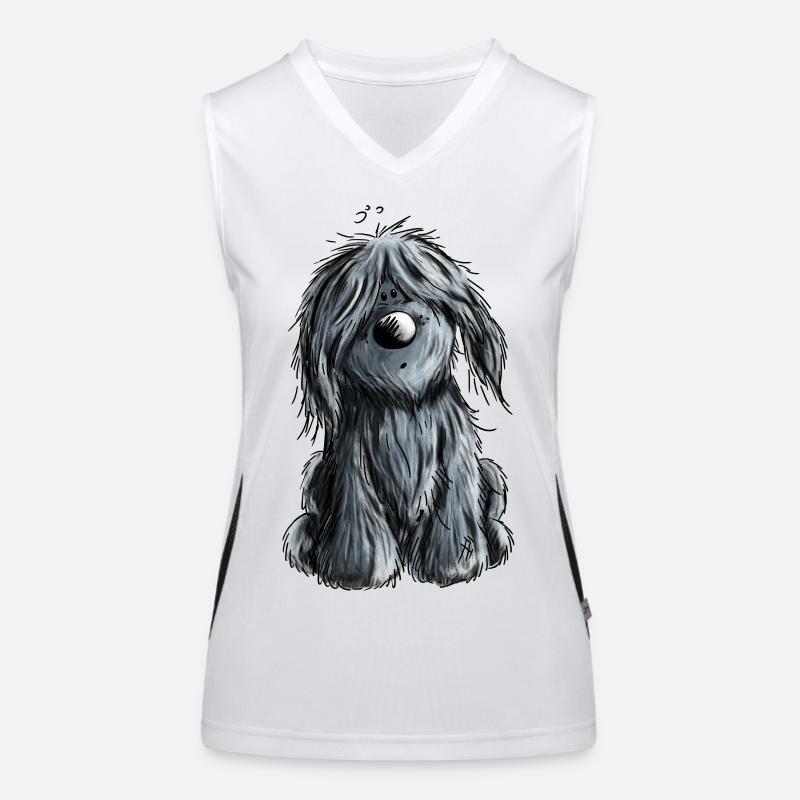 Knuffiger schwarzer Briard - Hund - Geschenk Funktionelles Kontrast-Tank Top für Frauen